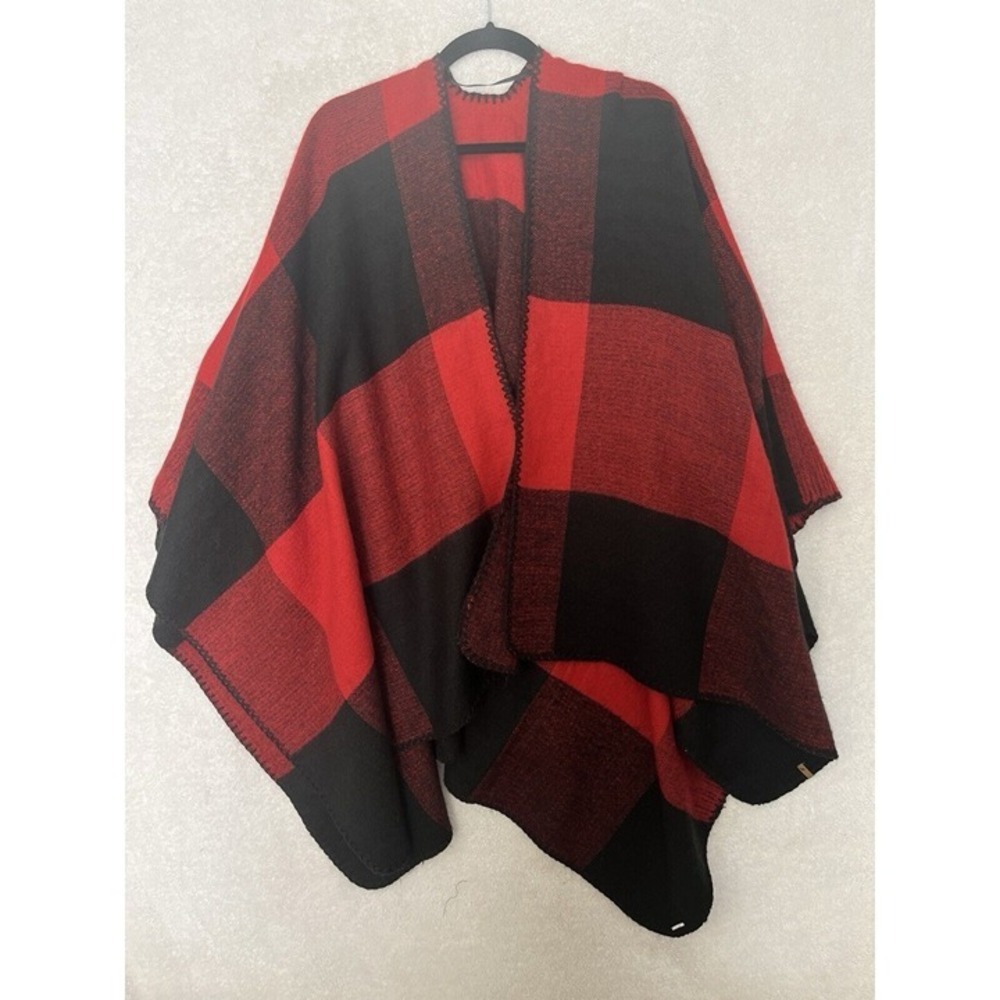 Eddie Bauer Jacket Women's One Size Buffalo Plaid Cape Poncho Wearable Blanket